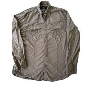 Roar Button Up Longsleeve Shirt‎ Men's Size XL Taupe